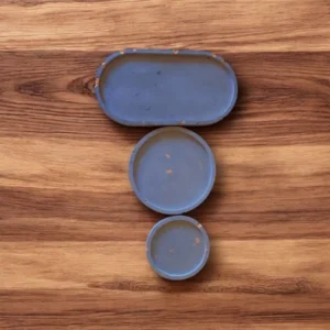 3Pcs  Black and Copper tray and Round Coasters