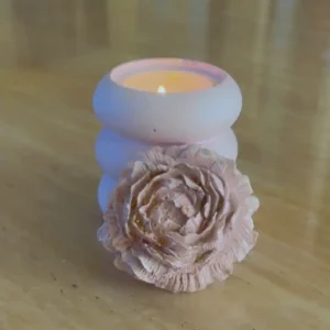Spiral candle Pink and Peony flower Lid