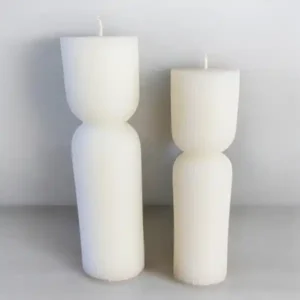 Striped Pillar Aroma Candles Set Tall and Short